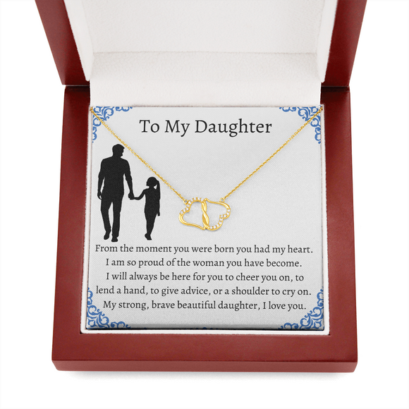 To My Daughter From Dad, Heart Pendant Necklace, Father to Daughter Gift, Birthday Gift To Daughter From Dad, Daughter Necklace