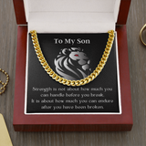 Gift For Son, Son From Mom Gift, Son From Dad Gift, Strength Gift For Son, Inspirational Gift For Son, Link Chain Necklace For Son