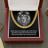 Men's Lion Necklace, Strength Gift For Men, Link Chain Necklace For Men, Jewelry Gift For Him