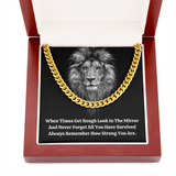 Men's Lion Necklace, Strength Gift For Men, Link Chain Necklace For Men, Jewelry Gift For Him