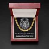 Men's Lion Necklace, Strength Gift For Men, Link Chain Necklace For Men, Jewelry Gift For Him