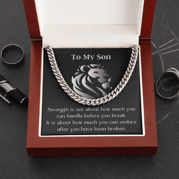 Gift For Son, Son From Mom Gift, Son From Dad Gift, Strength Gift For Son, Inspirational Gift For Son, Link Chain Necklace For Son