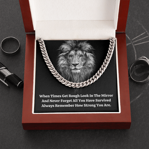 Men's Lion Necklace, Strength Gift For Men, Link Chain Necklace For Men, Jewelry Gift For Him