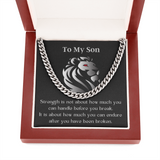 Gift For Son, Son From Mom Gift, Son From Dad Gift, Strength Gift For Son, Inspirational Gift For Son, Link Chain Necklace For Son
