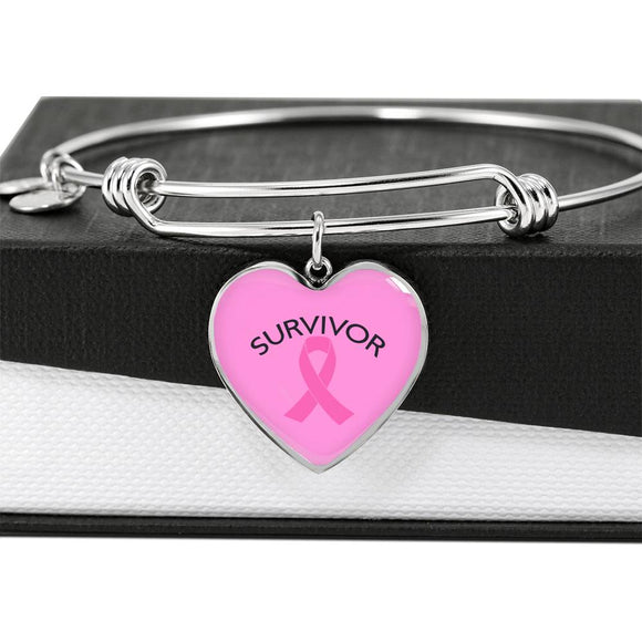 Breast Cancer Survivor Bracelet, Breast Cancer Survivor Pink Ribbon Jewelry, Gift for Breast Cancer Survivor - TreasureNoni