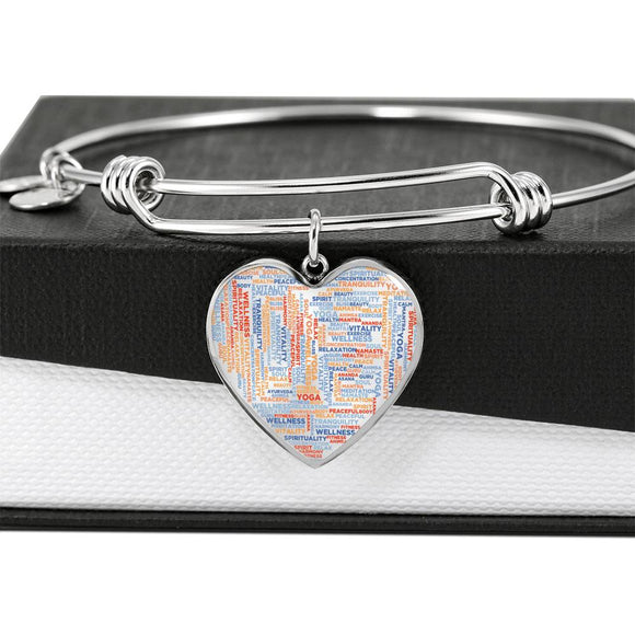 Yoga Heart Charm Bracelet with the Option to Engrave - TreasureNoni