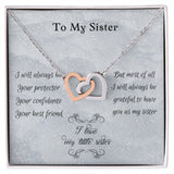 Gift For Little Sister, Birthday Gift From Big Sister, Interlocking Heart Pendant Necklace For Younger Sister. Big Sis To Little Sis Gift