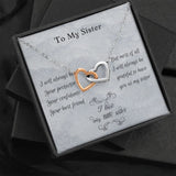 Gift For Little Sister, Birthday Gift From Big Sister, Interlocking Heart Pendant Necklace For Younger Sister. Big Sis To Little Sis Gift