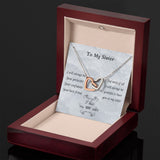 Gift For Little Sister, Birthday Gift From Big Sister, Interlocking Heart Pendant Necklace For Younger Sister. Big Sis To Little Sis Gift