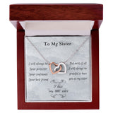 Gift For Little Sister, Birthday Gift From Big Sister, Interlocking Heart Pendant Necklace For Younger Sister. Big Sis To Little Sis Gift