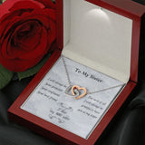Gift For Little Sister, Birthday Gift From Big Sister, Interlocking Heart Pendant Necklace For Younger Sister. Big Sis To Little Sis Gift