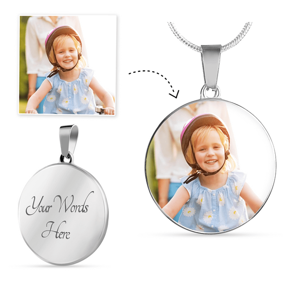 Customized Circle Pendant Necklace with the Option to Engrave - TreasureNoni