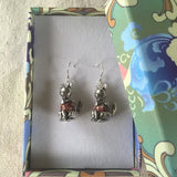 Leopardskin Jasper Cat Earrings - TreasureNoni