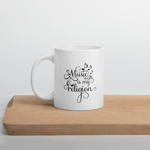 Music Is My Religion Coffee Mug, Music Lover Mug, Music Lover's Gift for Music Teacher Gift For Musician - TreasureNoni