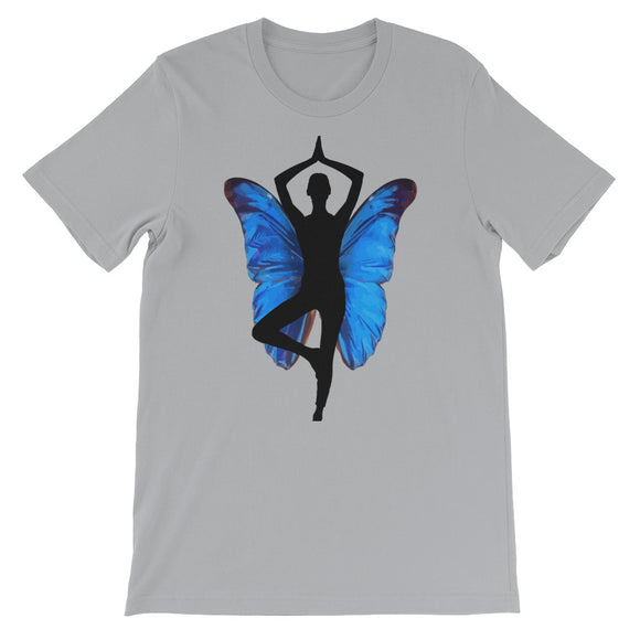 Yoga Pose with Butterfly Background Yoga Lovers Graphic Design T-Shirt - TreasureNoni
