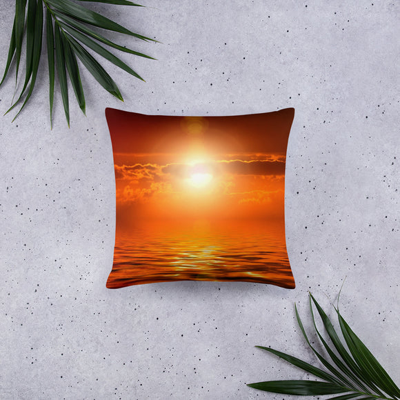 Sunset Orange Throw Pillow, Sunset Decorative Pillow, Beach Theme Decorative Pillow - TreasureNoni