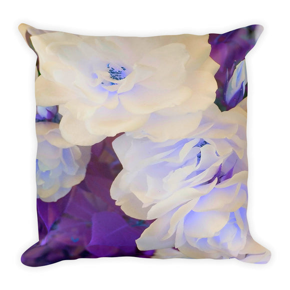 White and Purple Floral Design Decorative Throw Pillow - TreasureNoni