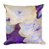 White and Purple Floral Design Decorative Throw Pillow - TreasureNoni
