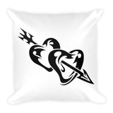 Two Tribal Hearts Arrow Piercing Decorative Throw Pillow - TreasureNoni
