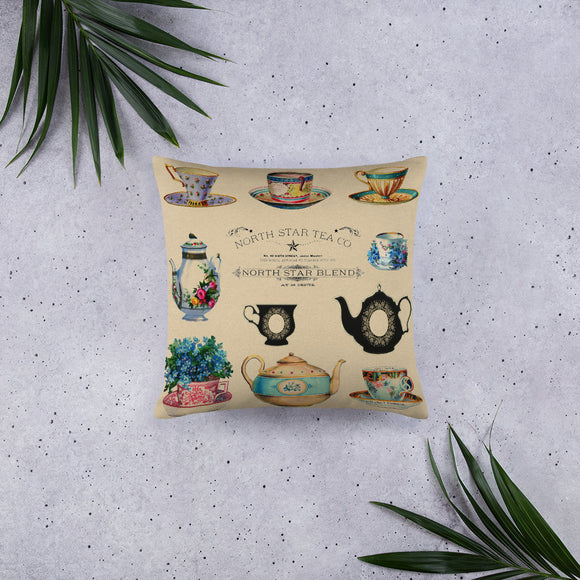 Tea Cup Throw Pillow, Tea Cup Decorative Pillow - TreasureNoni