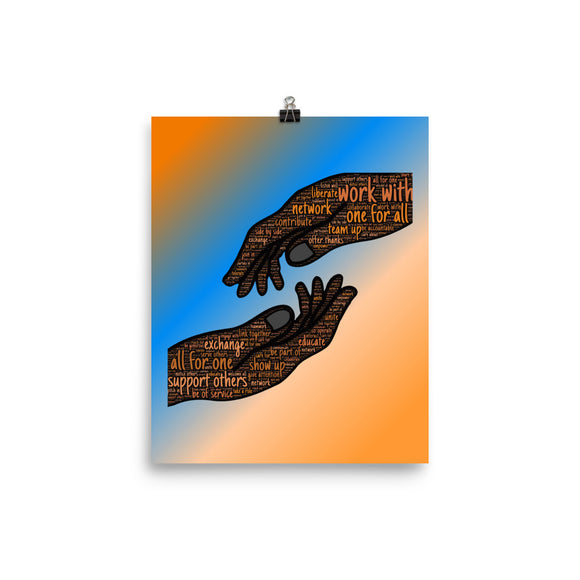 Join Hands Work With and Support Others Motivational Typography Poster - TreasureNoni