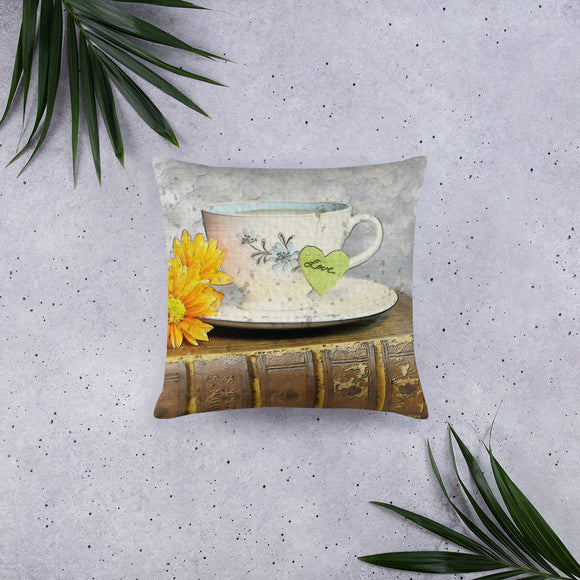 Teacup Throw Pillow, Kitchen Home Decor - TreasureNoni