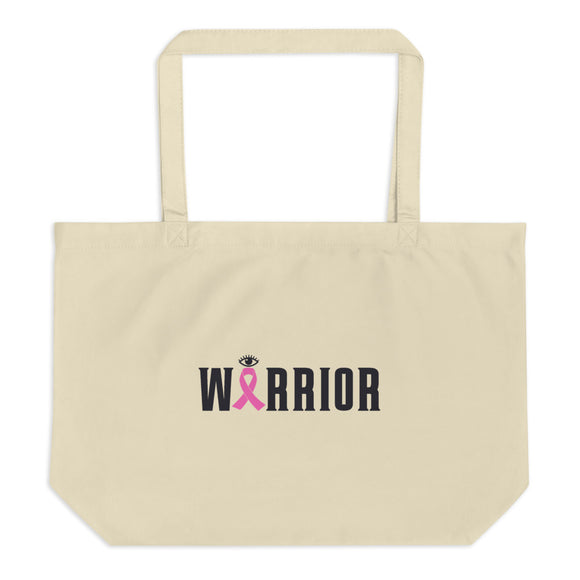 Warrior, Breast Cancer Survivor, Pink Ribbon, Large organic tote bag - TreasureNoni