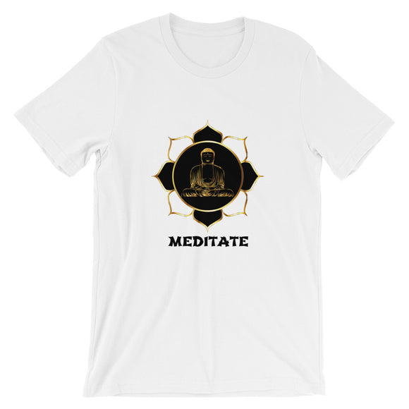 Buddha Meditate Short-Sleeve Unisex T-Shirt Meditation T-Shirt - TreasureNoni