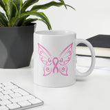 Cancer Mug. Breast Cancer Mug. Cancer Coffee/Tea Mug. Pink Butterfly Breast Cancer Mug - TreasureNoni