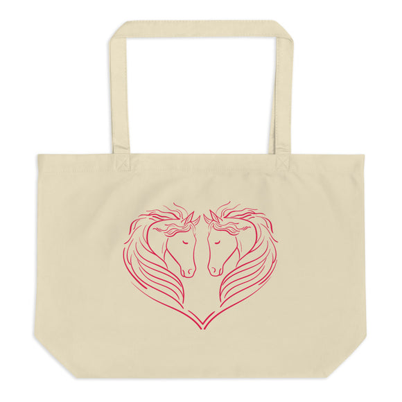 Horse Lover, Horse Owner Gift, Animal Inspired Large organic tote bag - TreasureNoni
