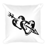 Two Tribal Hearts Arrow Piercing Decorative Throw Pillow - TreasureNoni
