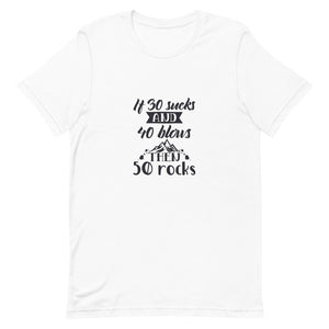 50th Birthday Shirt, 50 Rocks Birthday T-Shirt, 50 Years Old Short-Sleeve Unisex T-Shirt - TreasureNoni