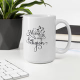Music Is My Religion Coffee Mug, Music Lover Mug, Music Lover's Gift for Music Teacher Gift For Musician - TreasureNoni
