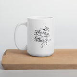 Music Is My Religion Coffee Mug, Music Lover Mug, Music Lover's Gift for Music Teacher Gift For Musician - TreasureNoni