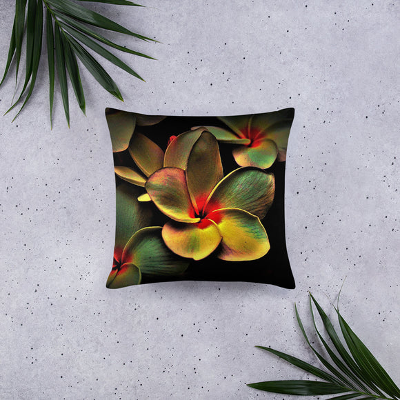 Black Green Floral Design Throw Pillow, Decorative Throw Pillow Floral Throw Pillow - TreasureNoni