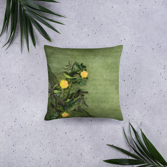 Green Floral Throw Pillow, Green Decorative Pillow - TreasureNoni