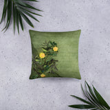 Green Floral Throw Pillow, Green Decorative Pillow - TreasureNoni