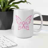 Cancer Mug. Breast Cancer Mug. Cancer Coffee/Tea Mug. Pink Butterfly Breast Cancer Mug - TreasureNoni