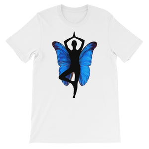 Yoga Pose with Butterfly Background Yoga Lovers Graphic Design T-Shirt - TreasureNoni