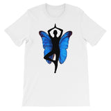 Yoga Pose with Butterfly Background Yoga Lovers Graphic Design T-Shirt - TreasureNoni