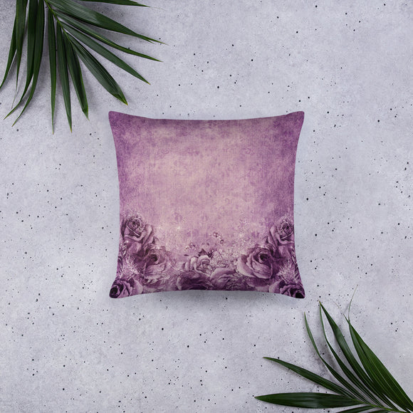 Floral Design Throw Pillows, Purple Floral Design Throw Pillow - TreasureNoni