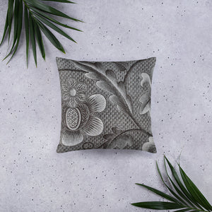 Gray Decorative Pillow, Gray Floral Throw Pillow - TreasureNoni