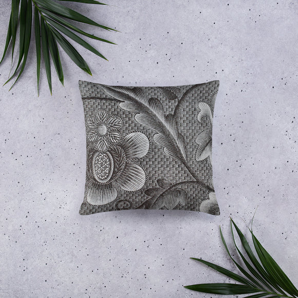 Gray Decorative Pillow, Gray Floral Throw Pillow - TreasureNoni