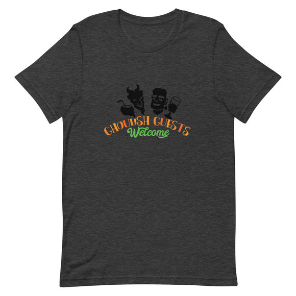 Ghoulish Guests Welcome Halloween Shirt, Funny Halloween T-Shirt, Plus Size Halloween Short-Sleeve Unisex T-Shirt - TreasureNoni