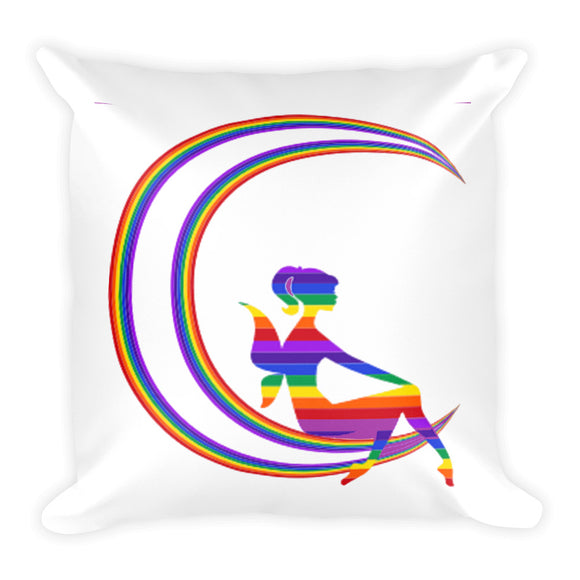 Square Pillow With Rainbow Fairy - TreasureNoni