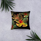Black Green Floral Design Throw Pillow, Decorative Throw Pillow Floral Throw Pillow - TreasureNoni