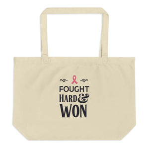 Breast Cancer Survivor, Pink Ribbon, Large organic tote bag - TreasureNoni