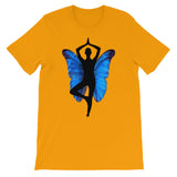 Yoga Pose with Butterfly Background Yoga Lovers Graphic Design T-Shirt - TreasureNoni